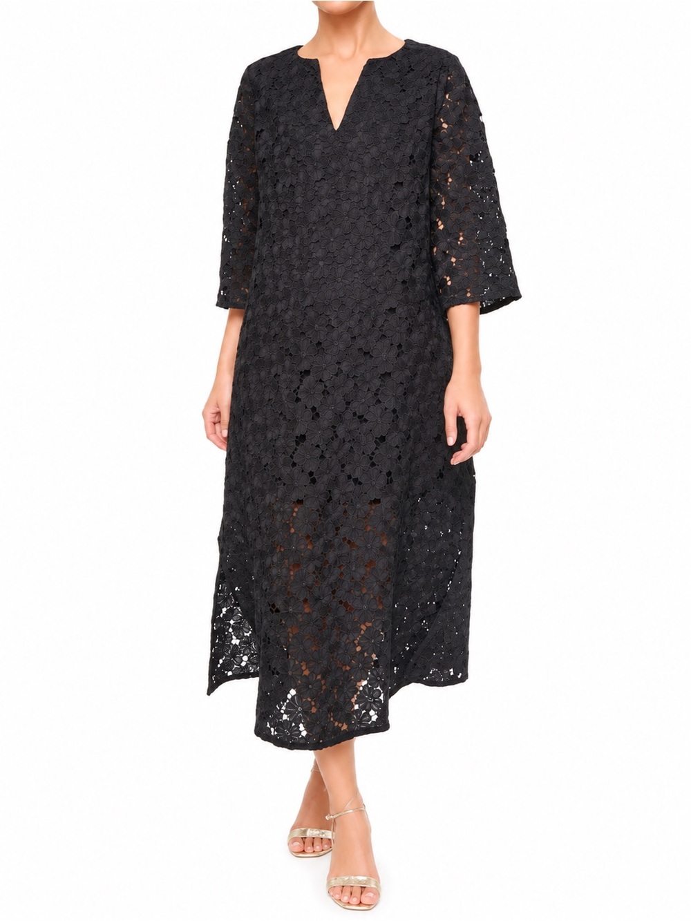 Tuckernuck Black Lace Jamie Midi Dress NWT Floral Caftan Small